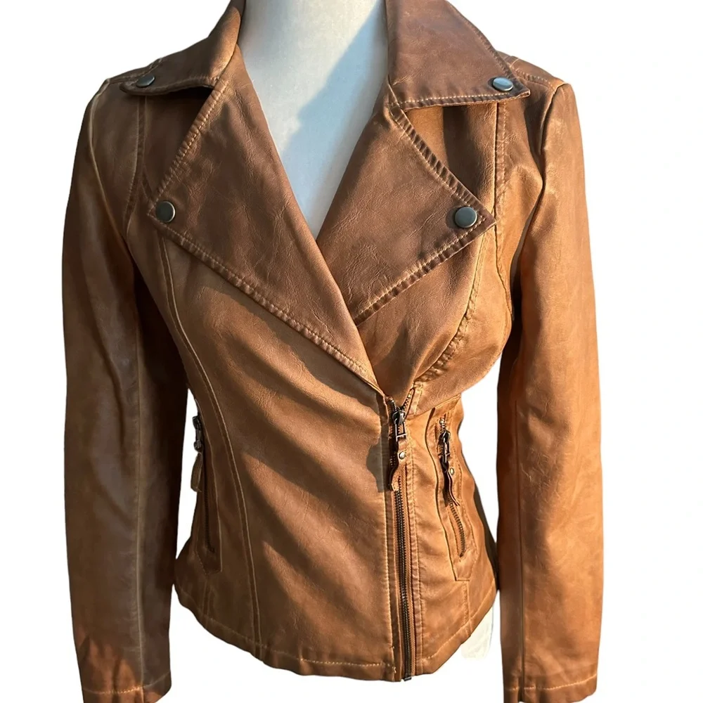 ❄️ Max Studio Moto Faux leather jacket XS - Picture 2 of 12